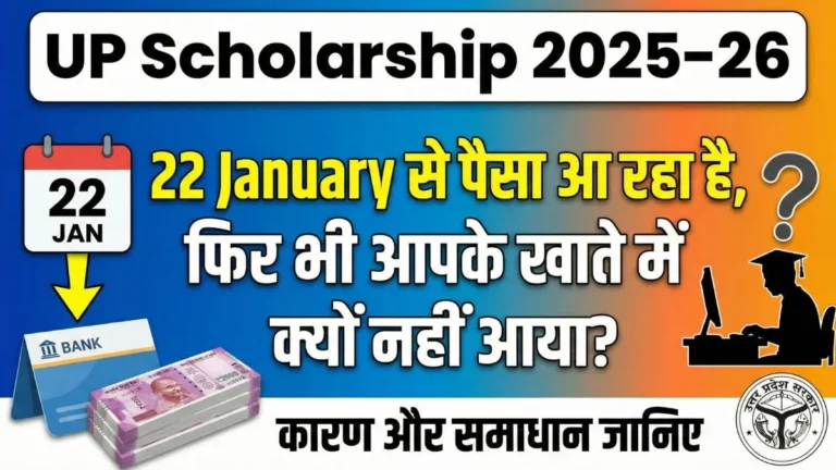 UP Scholarship 2025–26_ 22 January से पैसा आ रहा है, फिर भी आपके खाते में क्यों नहीं आया