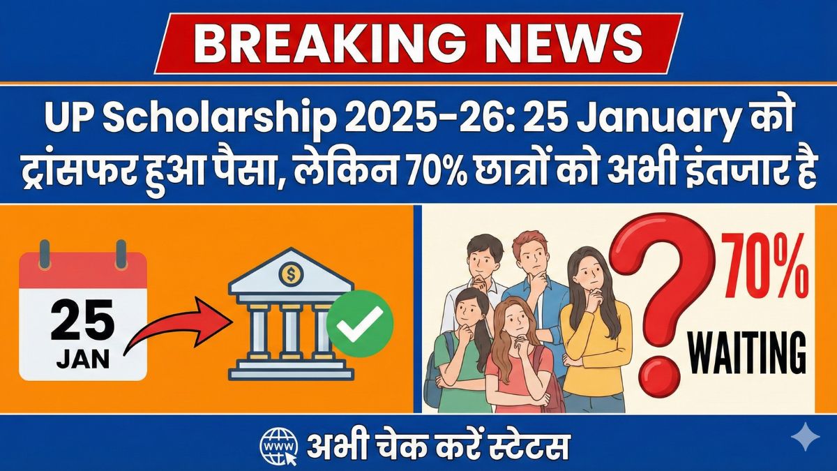 UP Scholarship 2025–26: 25 January को ट्रांसफर हुआ पैसा, लेकिन 70% छात्रों को अभी इंतजार है