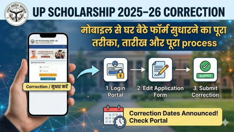 "UP Scholarship income certificate correction option active"