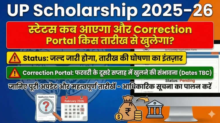UP Scholarship 2025-26 status update and correction portal